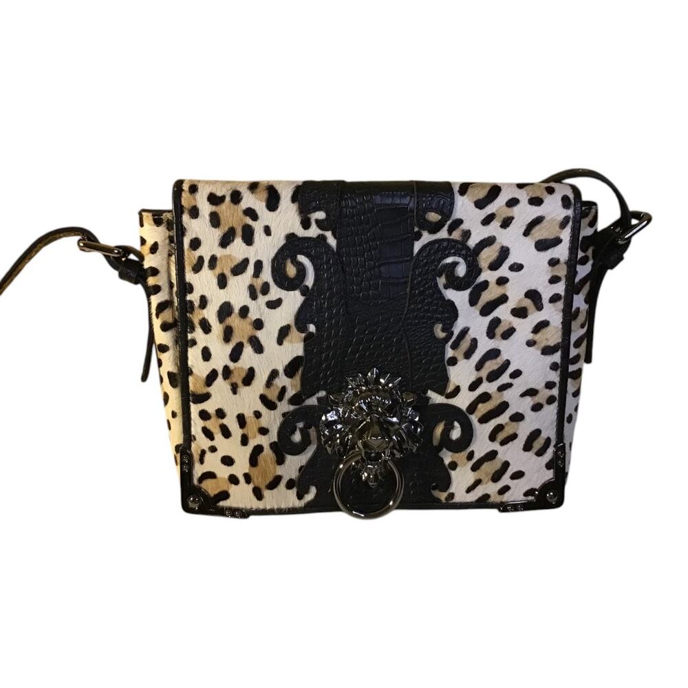 Original by Sharif 1827 Leopard Print Calf Hair Lion Crossbody